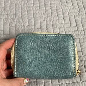 Portland Leather Goods blue steel small zip wallet